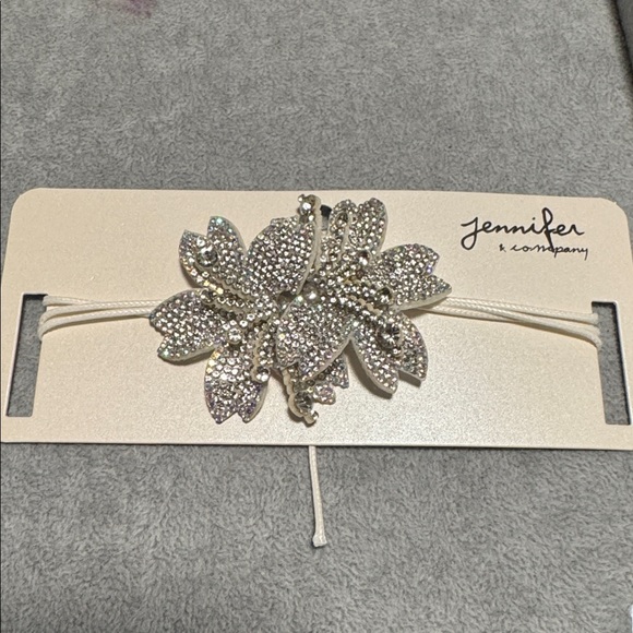 Jennifer K Company Silver Rhinestone Floral Choker Necklace (BR999/2) - Picture 2 of 4